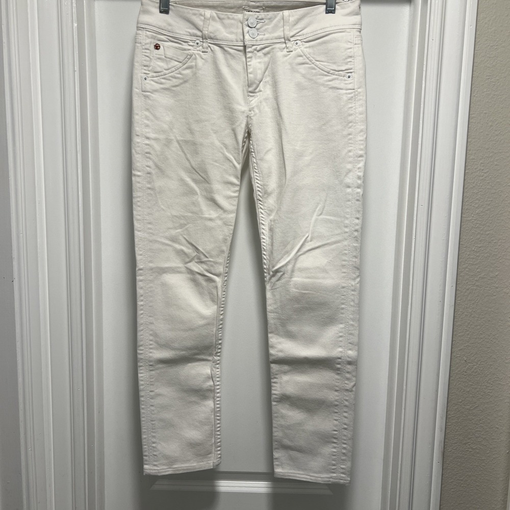 Hudson Skinny Jeans Womens 27 Collin Flap Low Rise White Denim USA